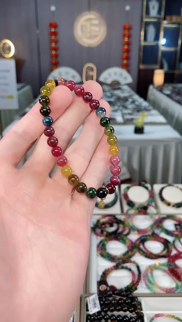 未镶嵌老矿碧玺色标单圈手串6mm+碧玺xion多样性发一条