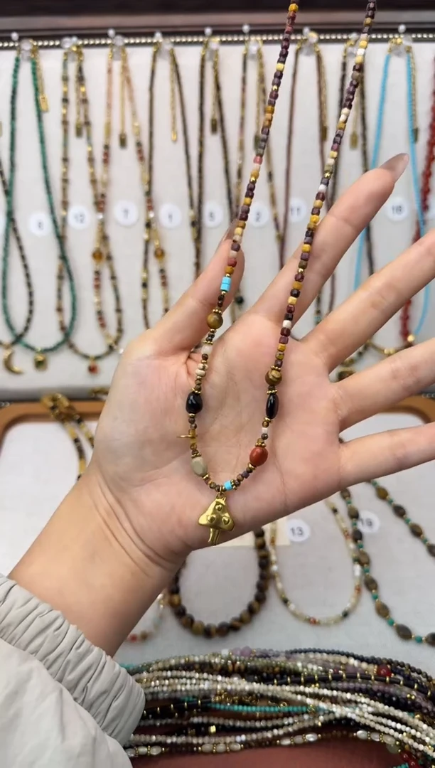 项链钛钢石英质玉蘑菇