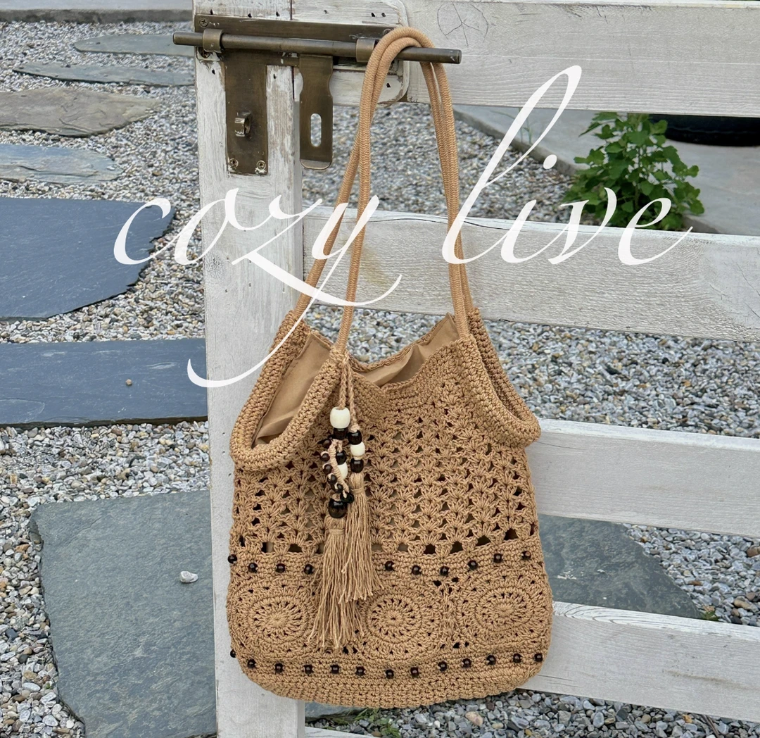 木珠流苏·编织沙滩包