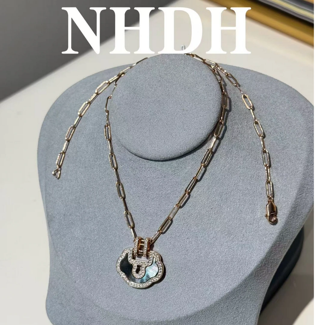 NHDH 合金合成锆石项链 灰大如意项链