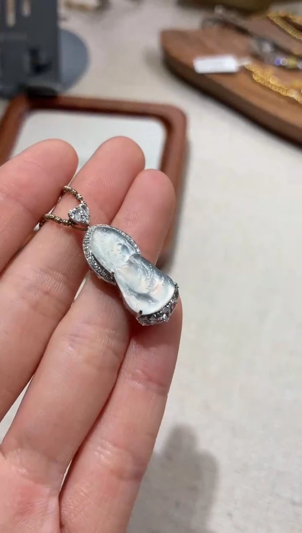 吊坠(不含链)银S925镶嵌翡翠吊坠