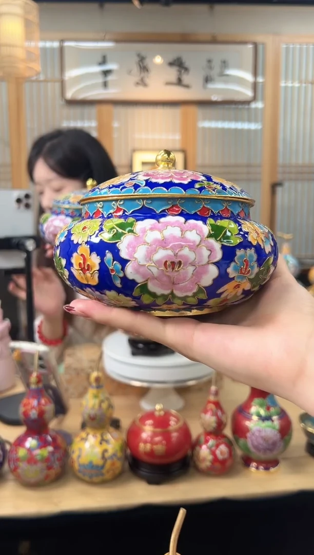 【闪购商品】景泰蓝花丝喜子罐6寸XZG002蓝