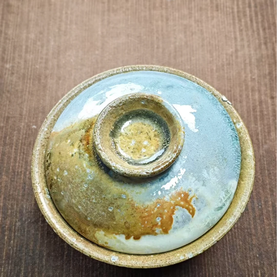 任鹏飞柴烧金珍珠三才盖碗077