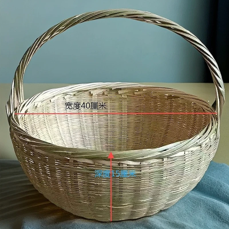 竹编菜篮纯手工编织手提菜篮竹篮子鸡蛋篮水果篮收纳竹筐竹编篮子
