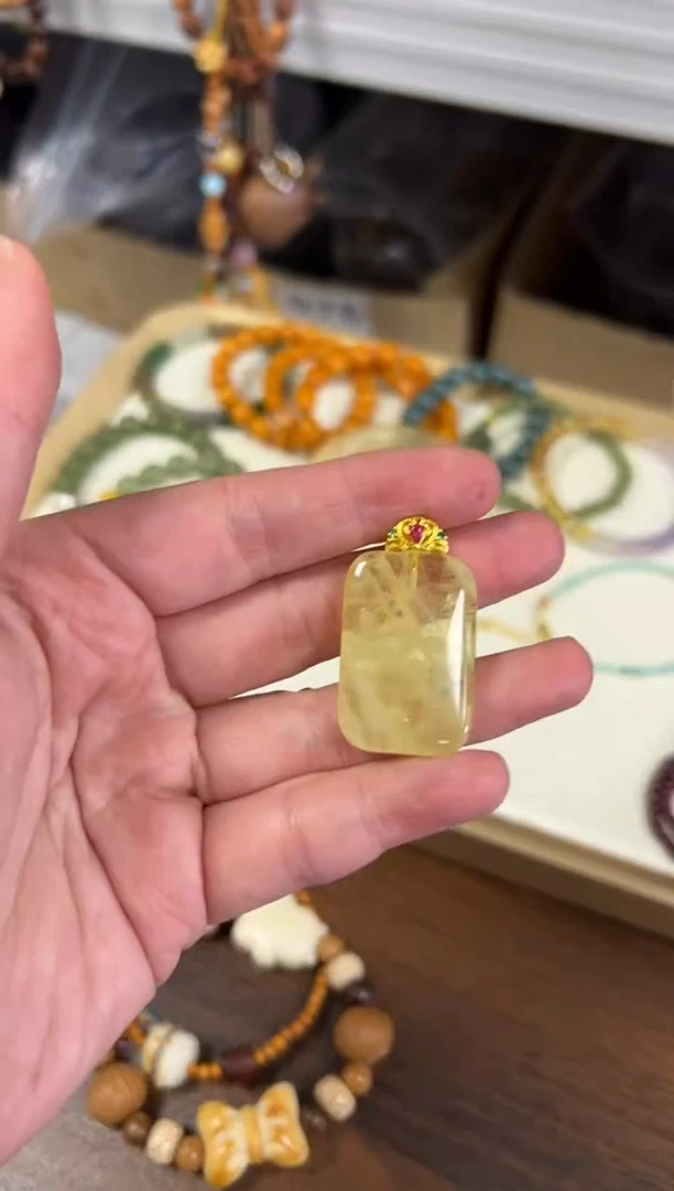 未镶嵌颈饰水晶黄水晶方牌镶嵌款吊坠[1482]