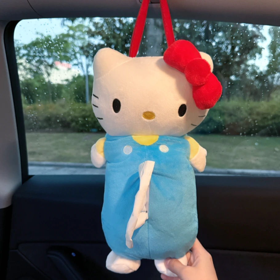 汽车后座收纳袋可爱挂式整理箱毛绒手提袋子