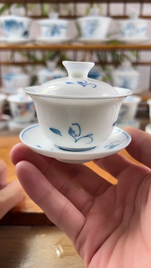 全品玉兰80ml三才盖碗
