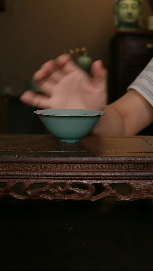 摆件原产地原矿仿古釉手工花口杯