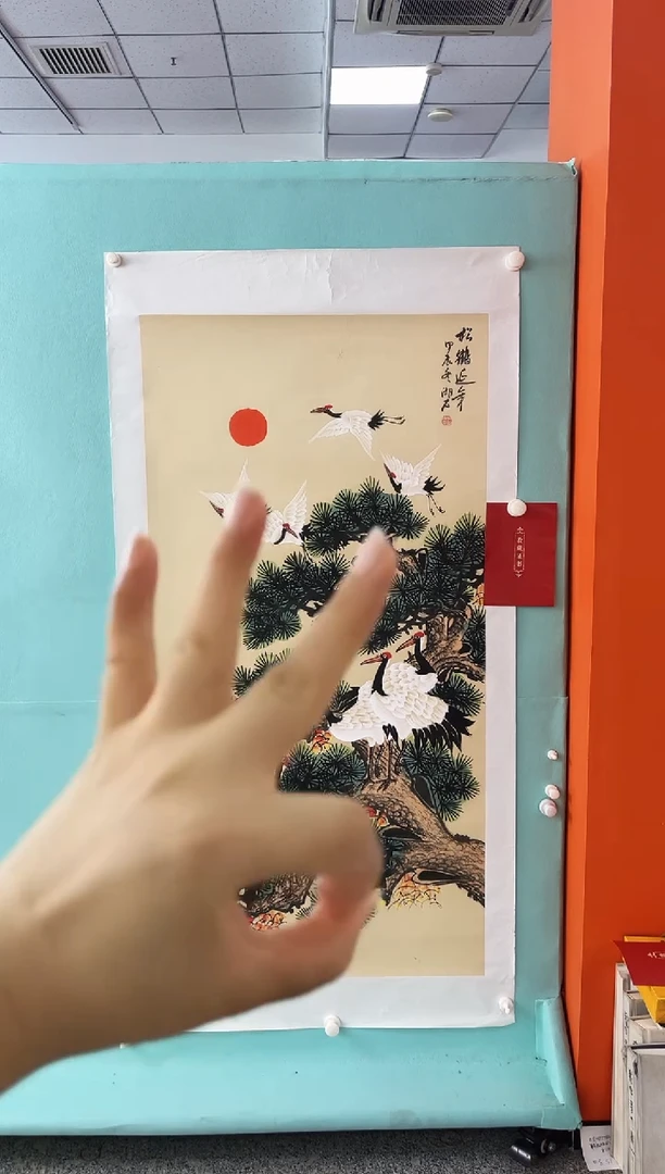 国画胡宏源8平尺鹤绘画作品