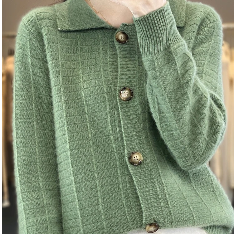 【100纯羊毛】七针加厚开衫外套宽松针织衫ZM013