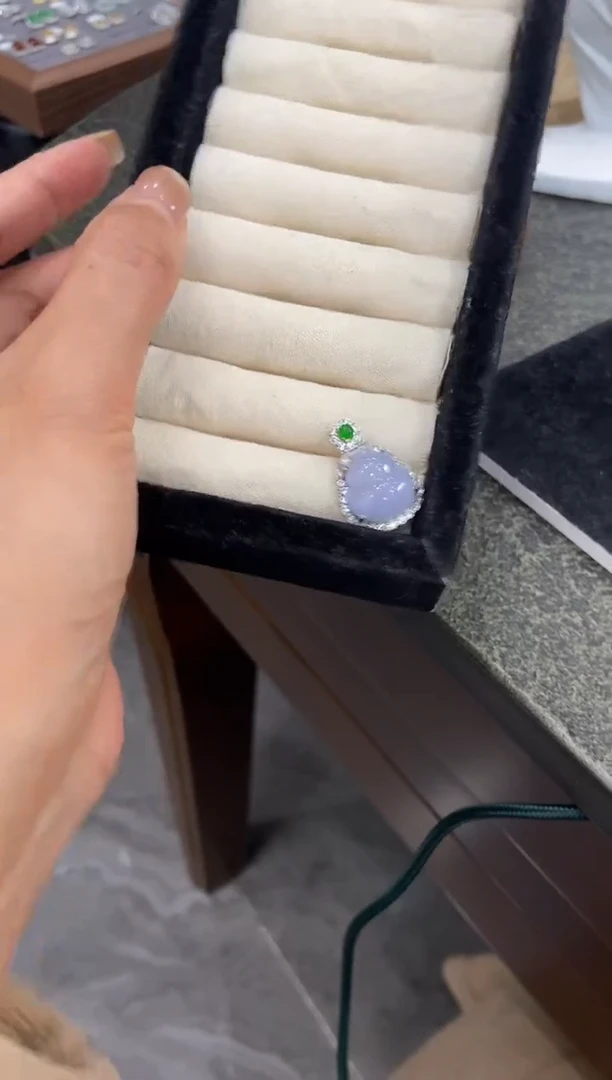 银S925镶嵌挂件翡翠吊坠