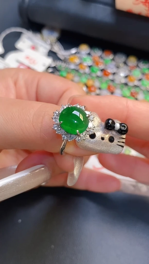 银S925镶嵌戒指翡翠天然