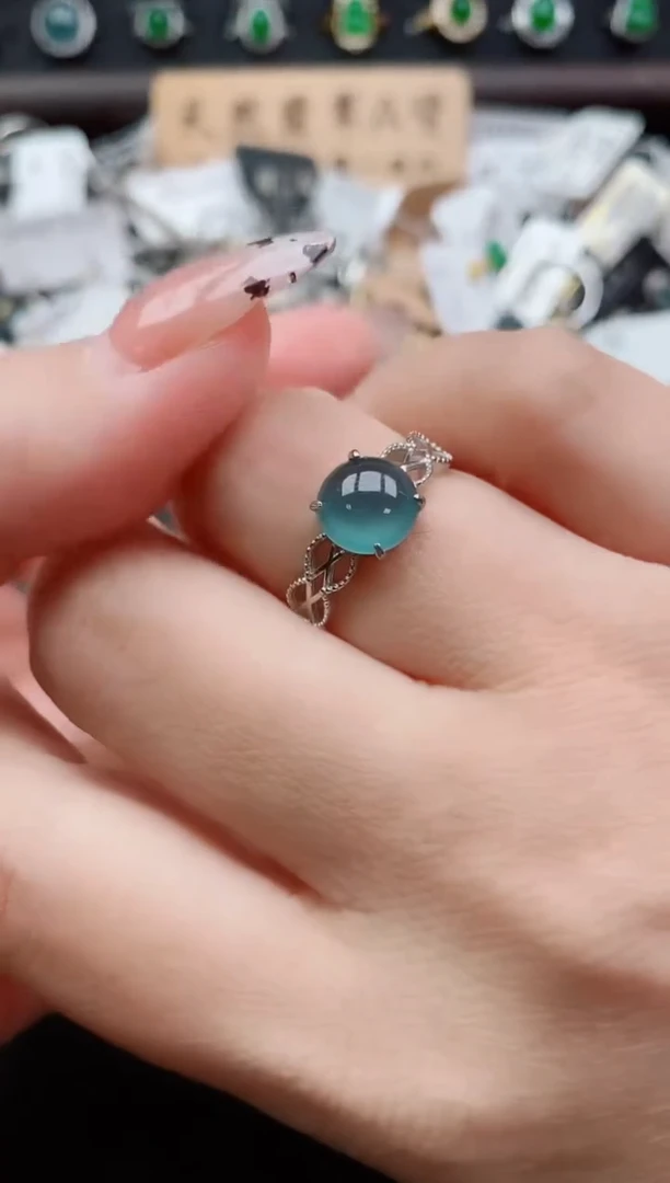 银S925镶嵌戒指翡翠1