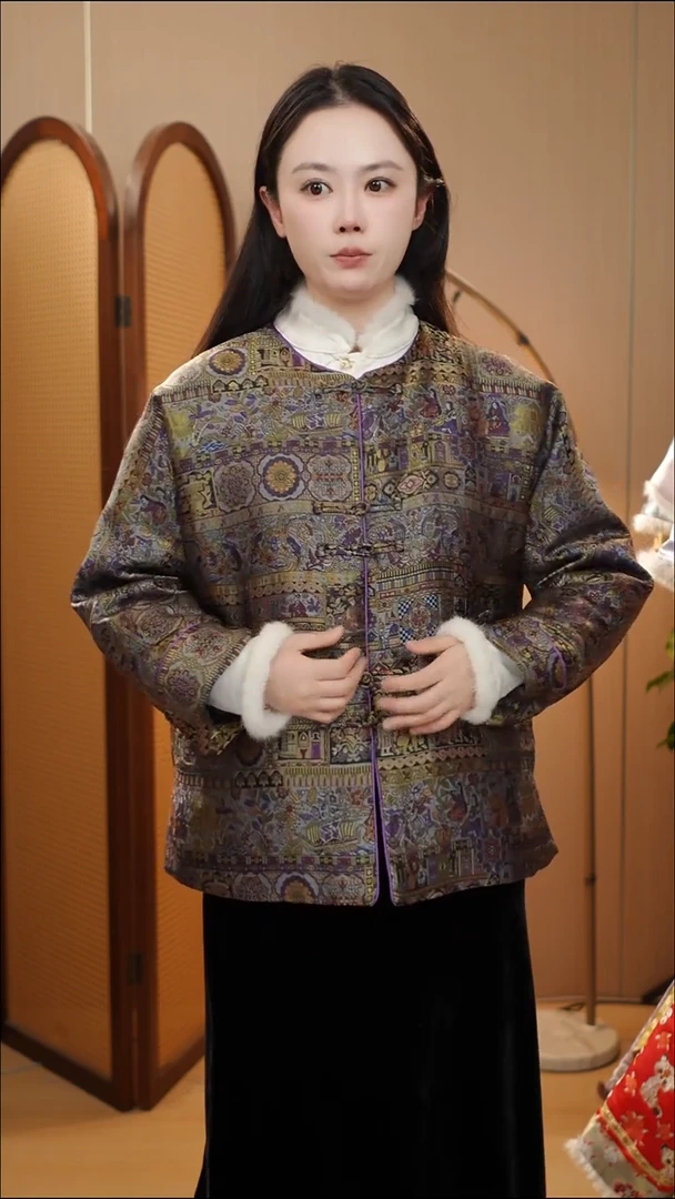 唐锦羽绒外套