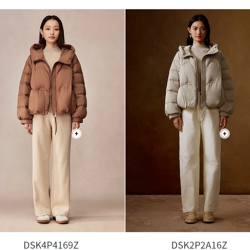 VGRASS维格娜丝冬季新款艺术绗缝90绒短款羽绒服DSY1P4063Z