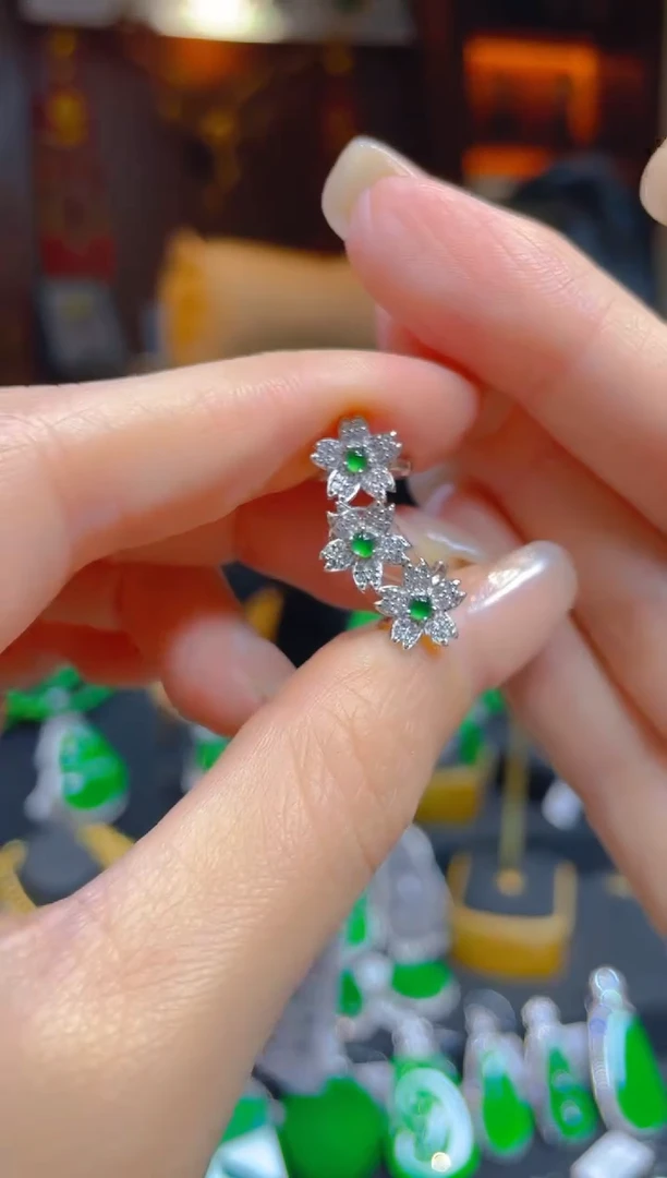 翡翠银S925镶嵌颈饰天然A货翡翠/43330