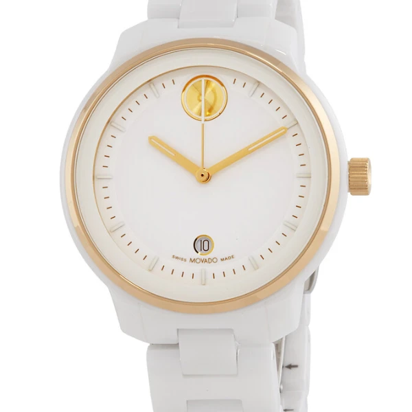 MOVADO/摩凡陀38mm 女款石英表 陶瓷 带日历带夜光
