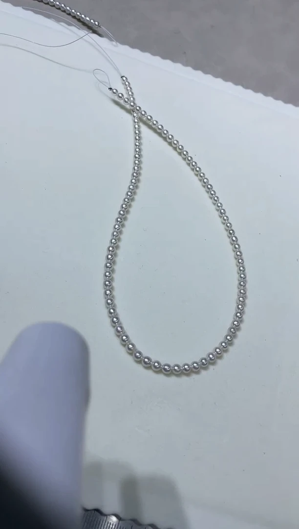 项链银S925镶嵌淡水珍珠天然真珍珠4-4.5MM