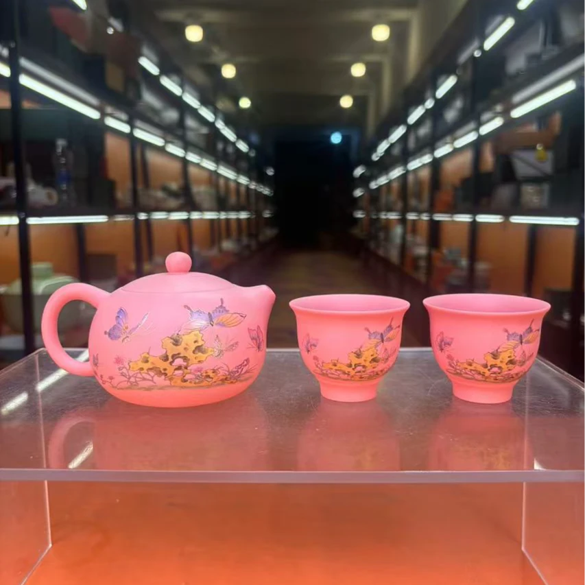 秋香茶具 粉泥蝴蝶凤鸣西施壶一壶两杯家用泡茶功夫茶具- 5062