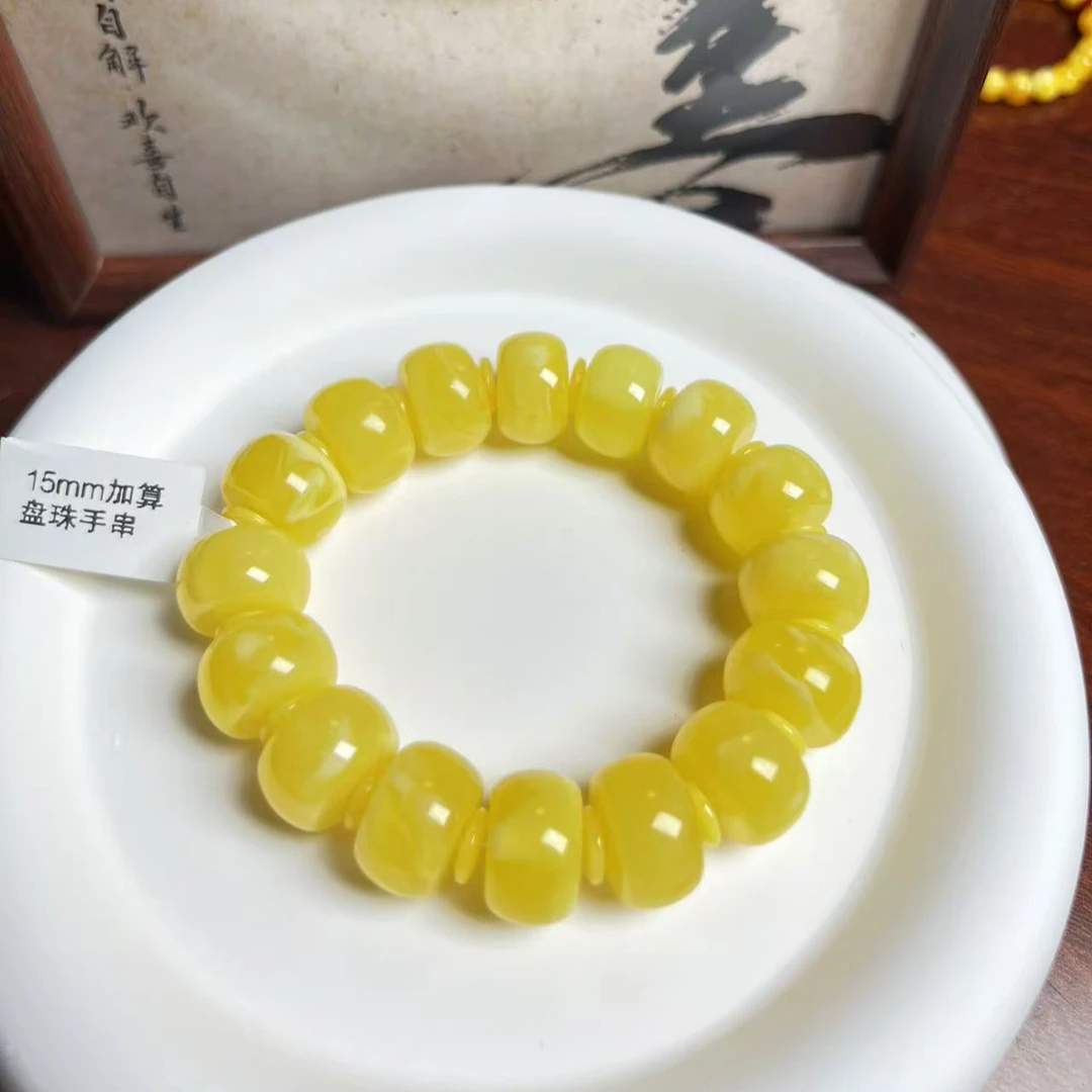 W013古巴新蜜算盘珠手串15mm+