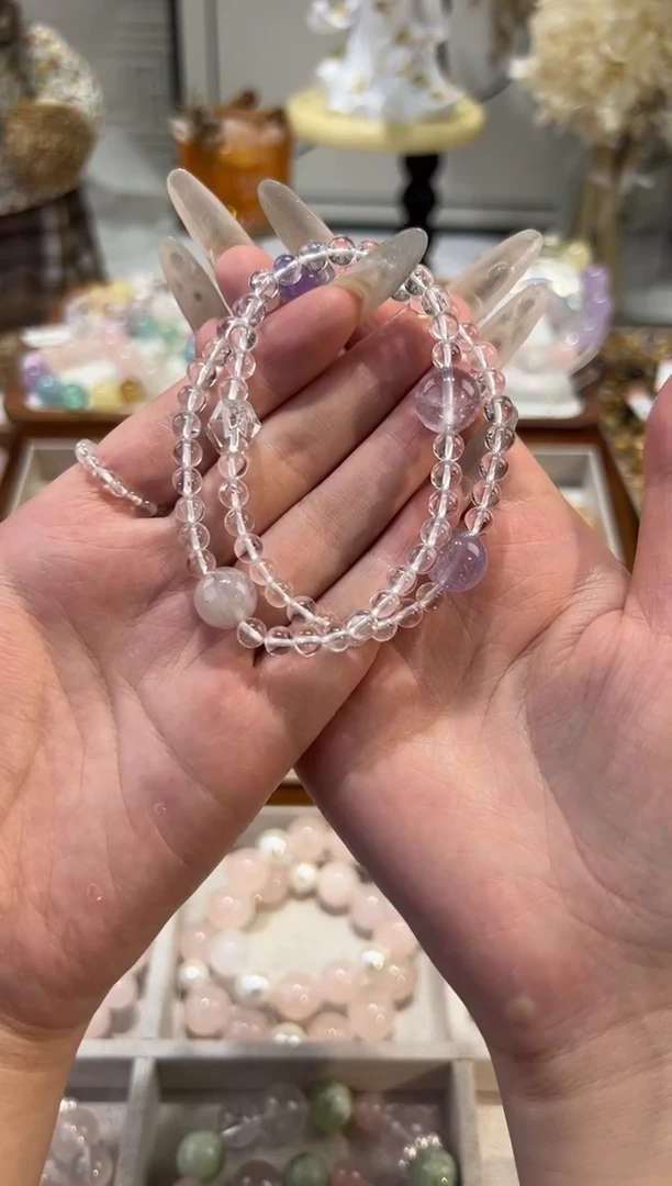 未镶嵌手链水晶紫水双圈设计款