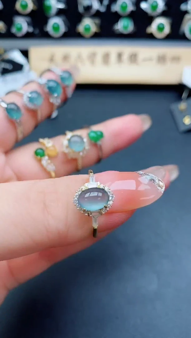 银S925镶嵌戒指翡翠1