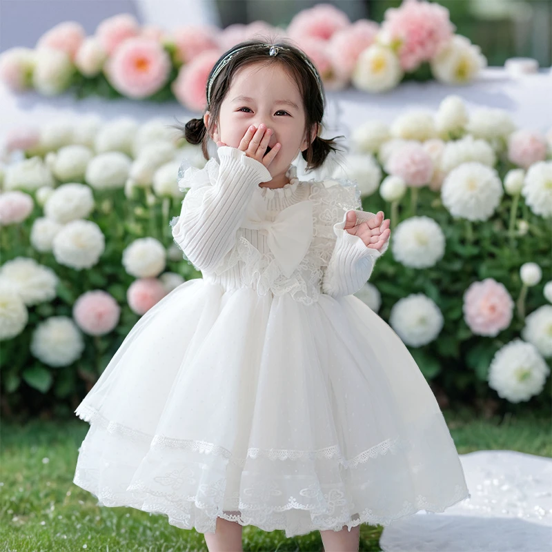 洛丽塔女童公主裙春季新款白色儿童生日蓬蓬裙花童婚礼小女孩礼服