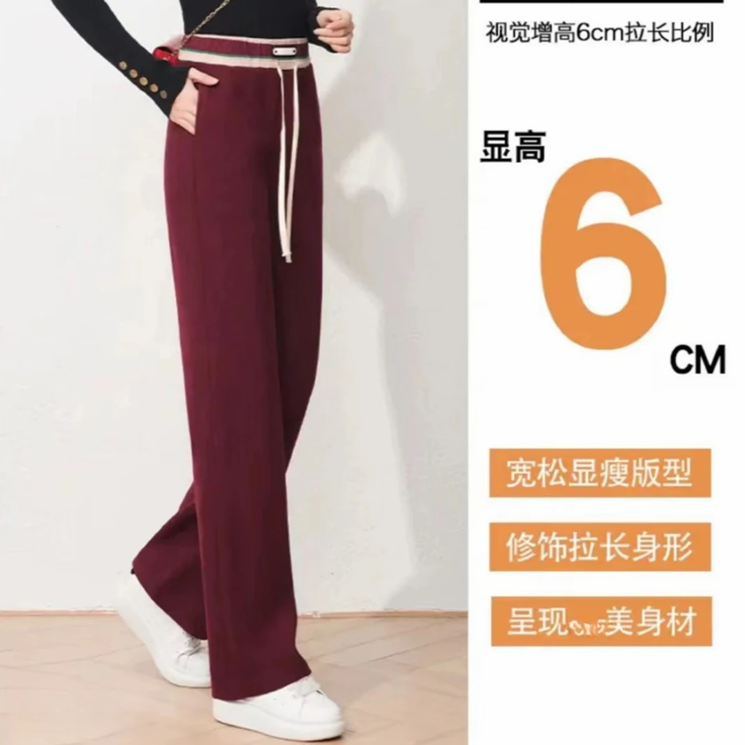 窄版直筒裤女加绒显瘦直筒宽松高腰百搭休闲裤子 5125# 裤长100