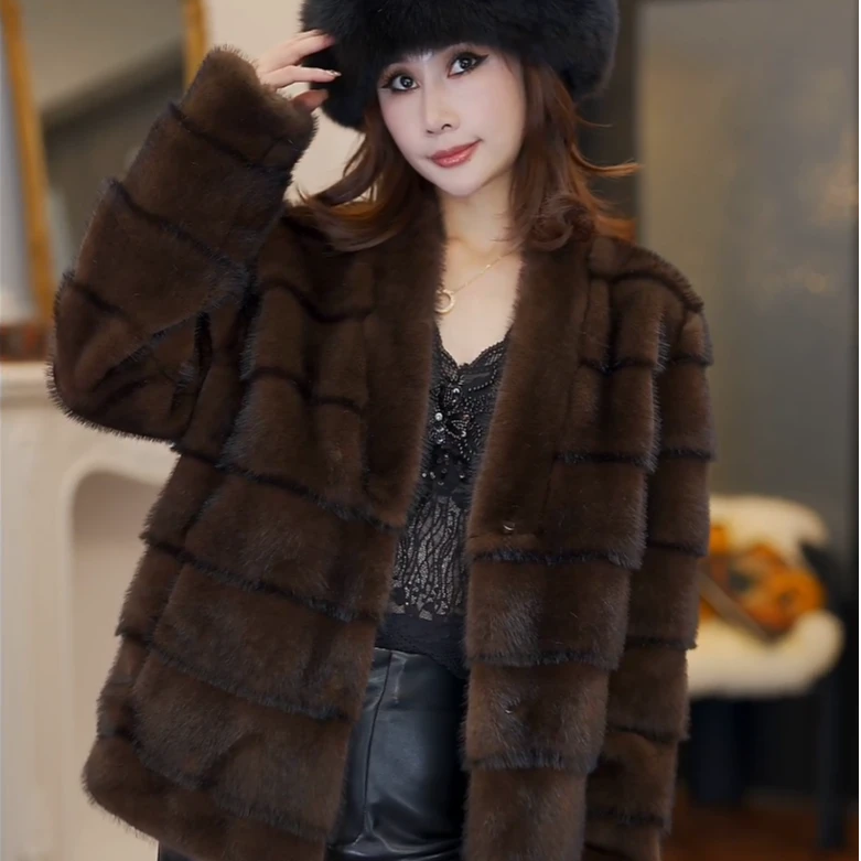 LUXURYMEMO【刘熊熊】时尚气质重磅咖色进口环保外套