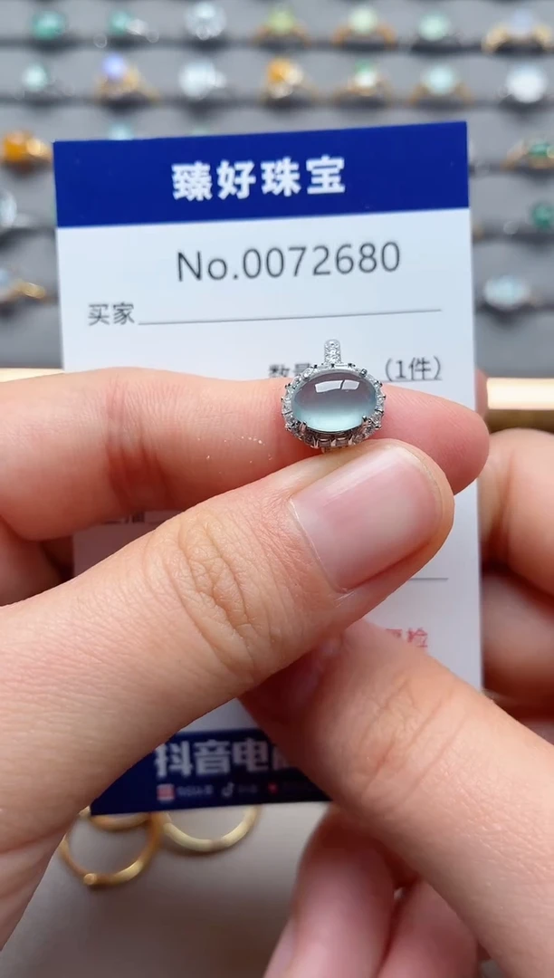 银S925镶嵌戒指翡翠1