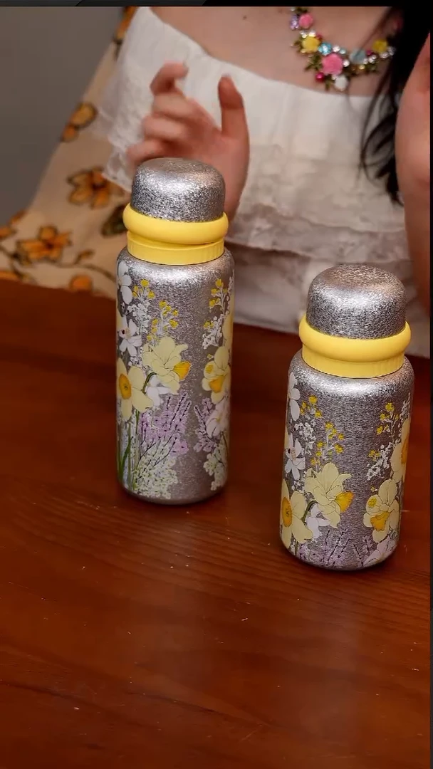 74-繁花焖茶杯800ml+500ml组合黄色