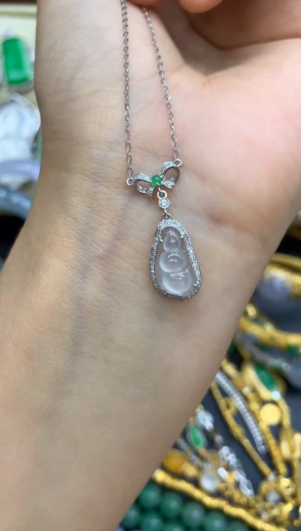 翡翠18K金镶嵌颈饰263-中国好珍宝