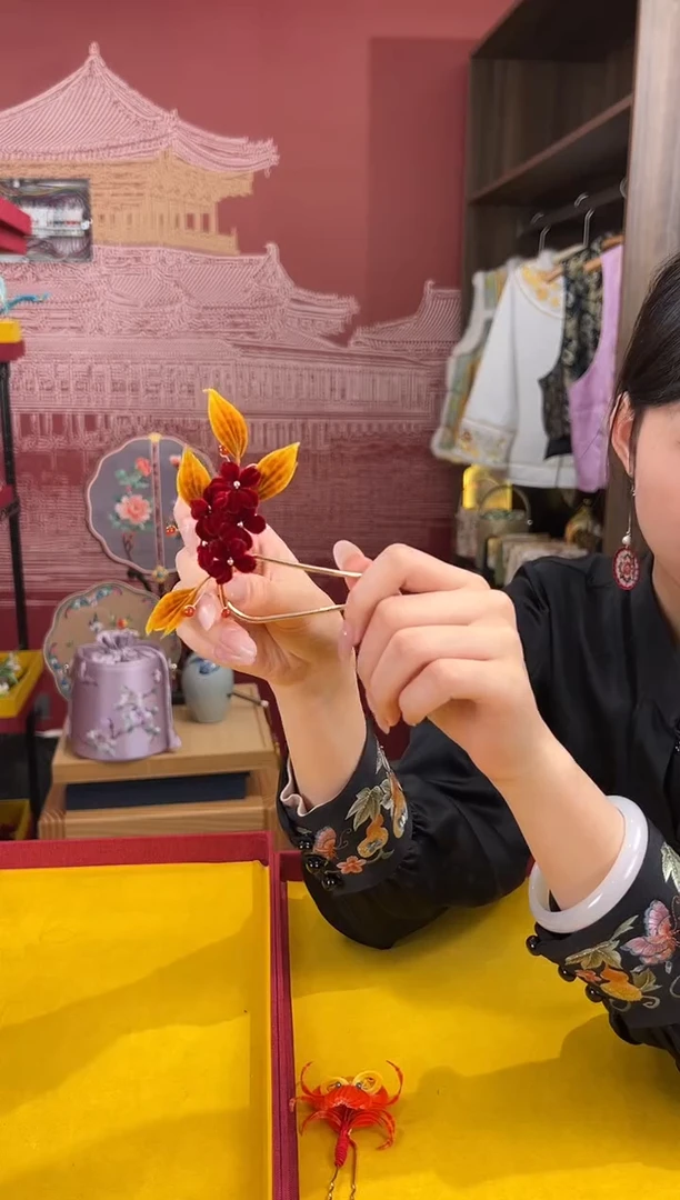 【闪购商品】刺绣非遗绒花（发饰）