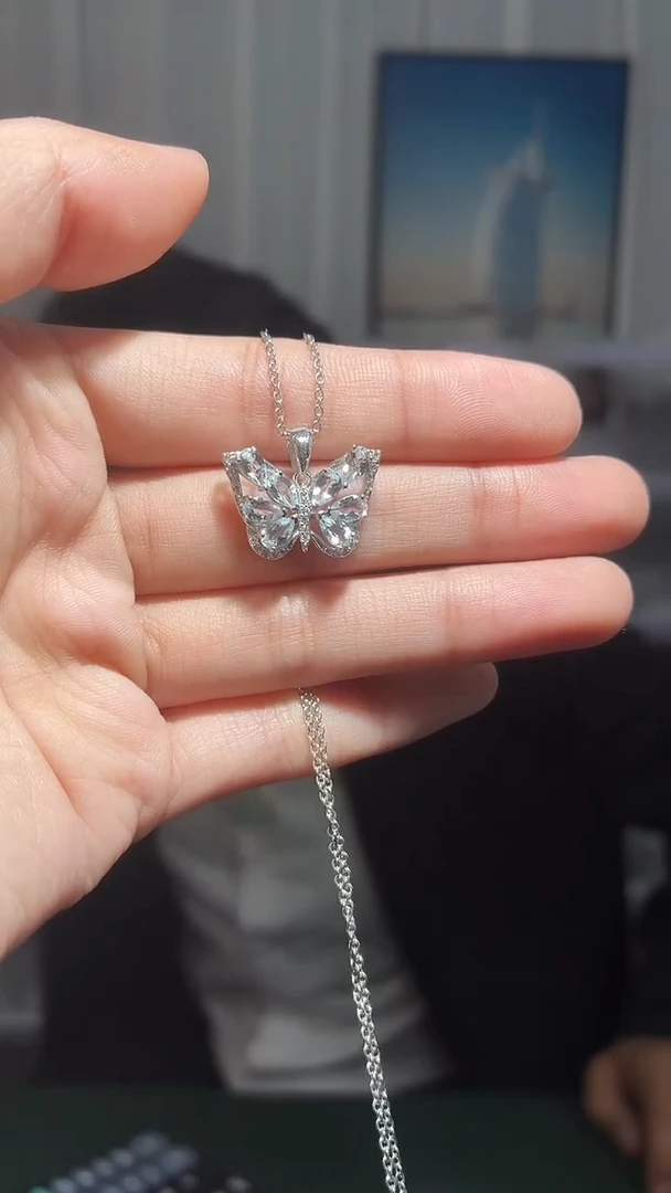 银S925镶嵌颈饰海蓝宝石（扎德严选）