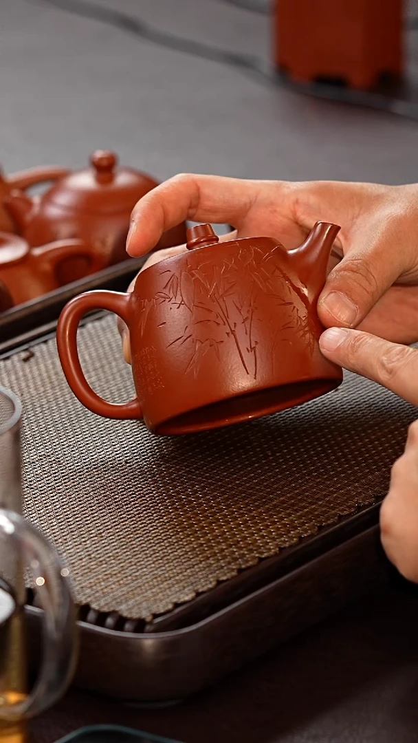 茶壶紫砂吴卫兰大红袍汉铎刻绘