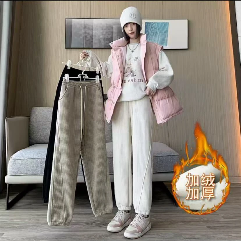 加绒 罗曼格束脚休闲卫裤男女同款