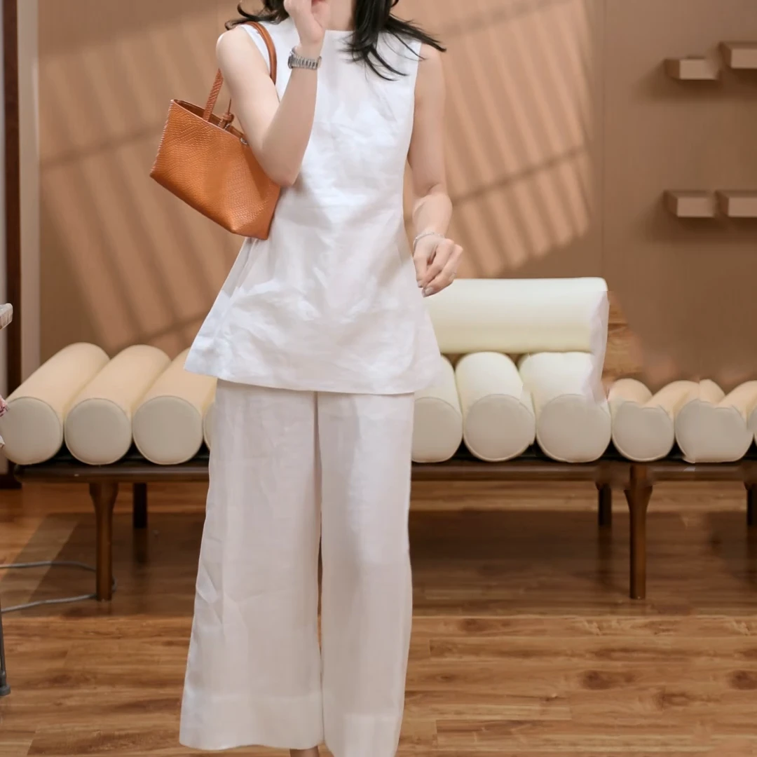 "简约风范"春夏女款无袖上衣+休闲裤女装套装