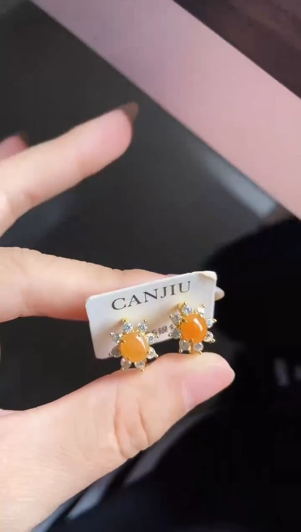 银S925镶嵌翡翠耳饰12