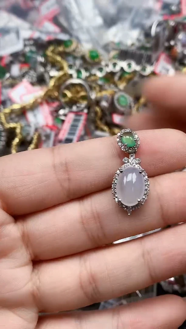 银S925镶嵌戒指翡翠天然A货缅甸翡翠