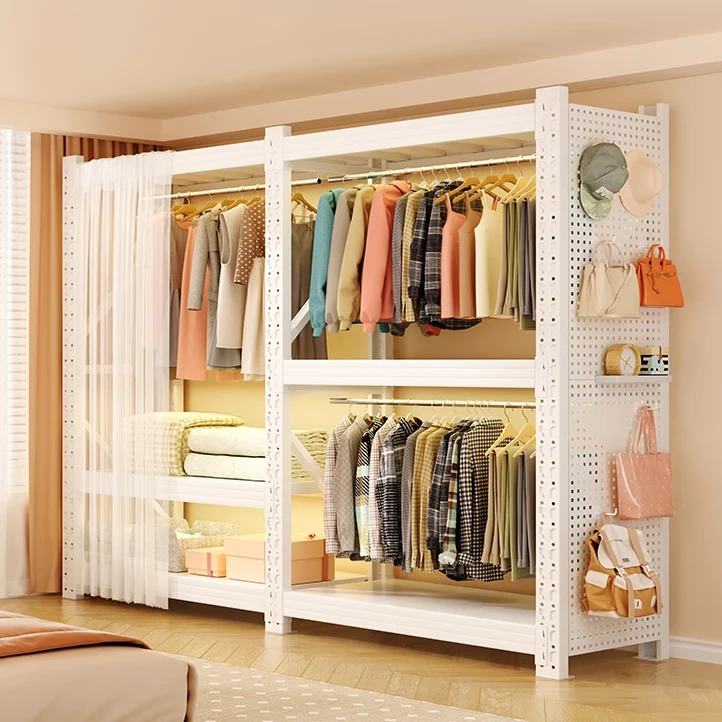 开放式衣架卧室收纳柜子简易组装落地置物架衣帽架出租房货架衣柜