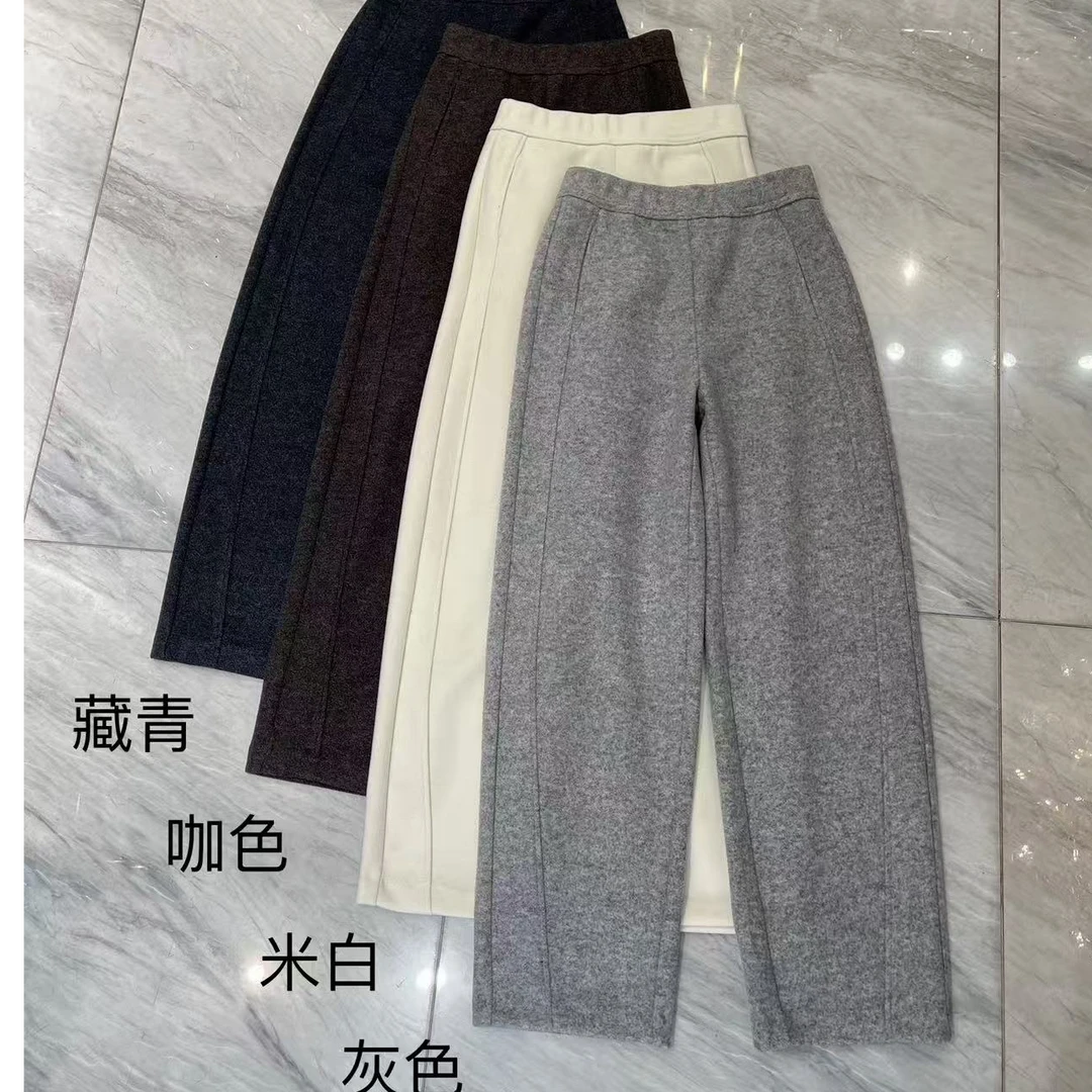 【裤型超赞】~秋冬松紧腰绵羊 毛弯刀裤垂感显瘦休闲裤K8031