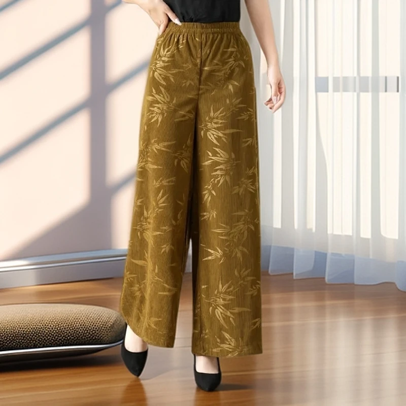 【雅岚女装】气质国风长款休闲裤潮流秋冬新款民族风时尚显瘦阔腿裤