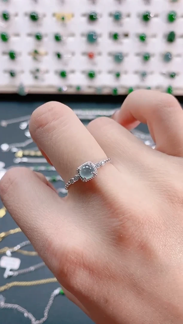 【闪购商品】翡翠戒指银S925镶嵌天然翡翠