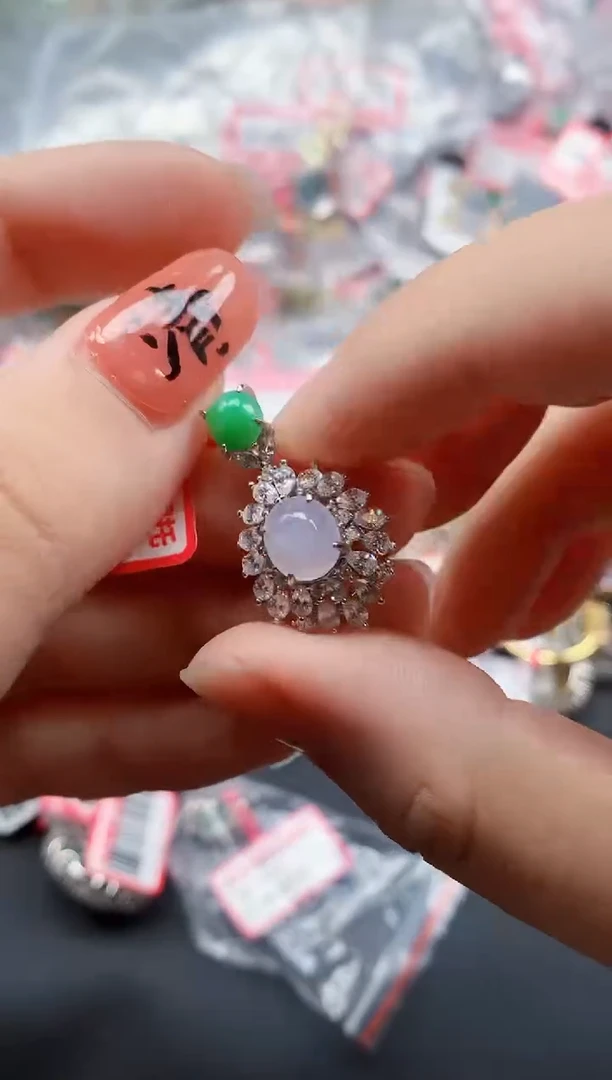 银S925镶嵌戒指翡翠天然A货缅甸翡翠