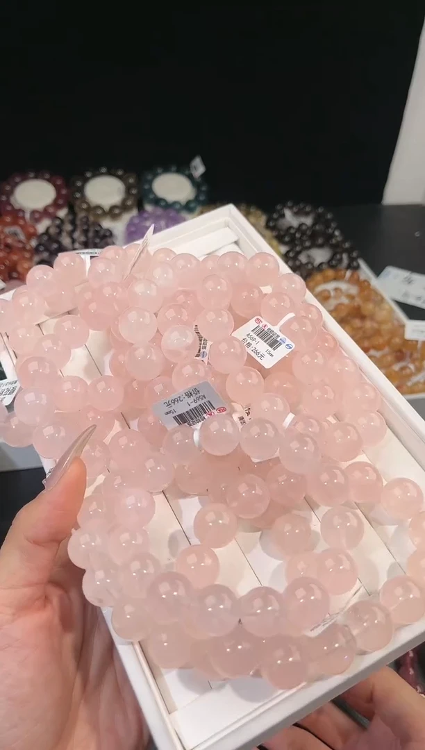 【闪购商品】水晶手链未镶嵌多样性发一粉晶15mm