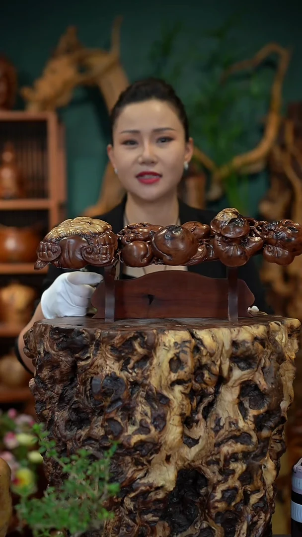 枣木弘*缘雷击枣木如意+底座