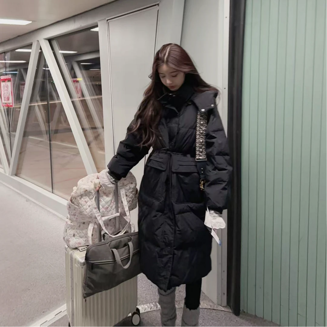 妖精的美美【漂亮欧尼】 超美版型长款韩版羽绒服