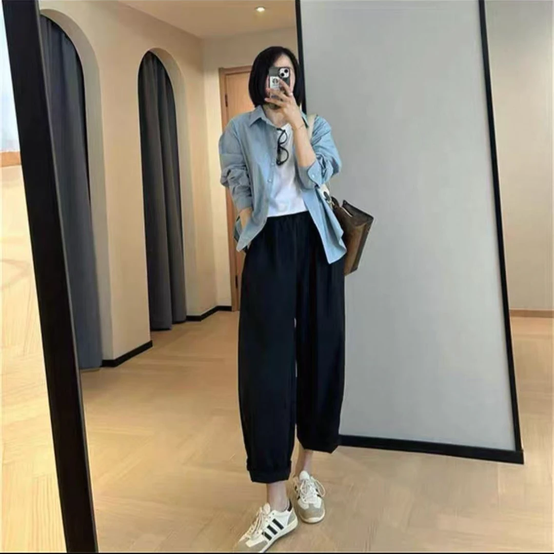 9511纯色百搭女士夏季休闲裤