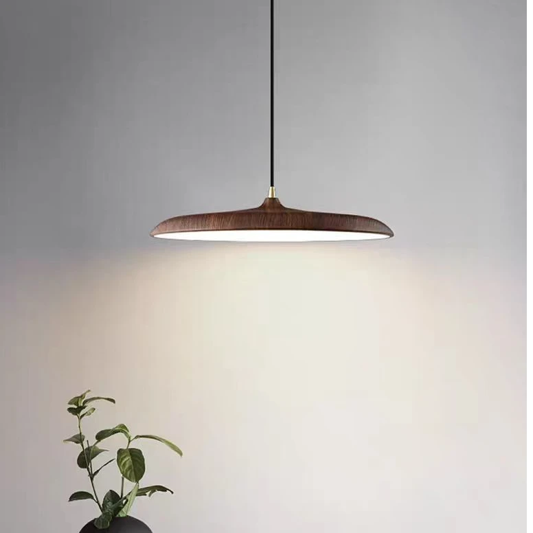 现代简约餐厅吊灯设计师飞碟单头餐吊卧室床头吧台茶室木纹小吊灯