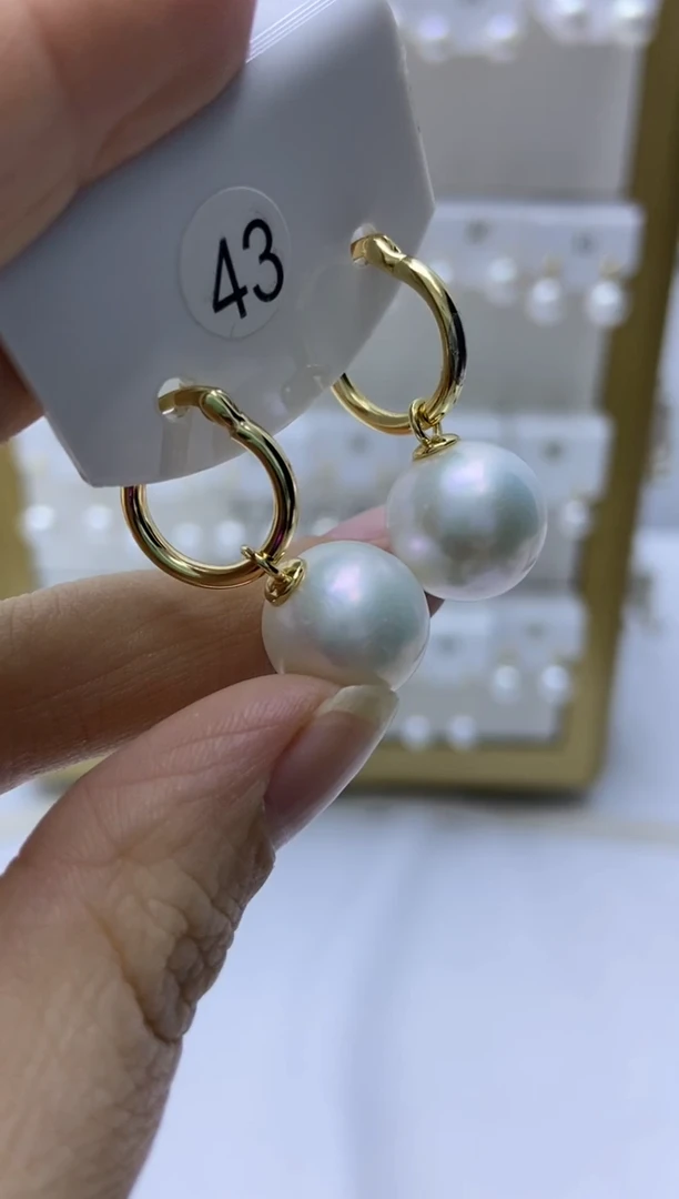 银S925镶嵌耳饰淡水珍珠43